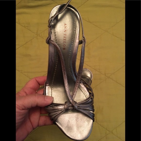 Pewter Silver, strappy dress wedge sandals shoes - Picture 4 of 4